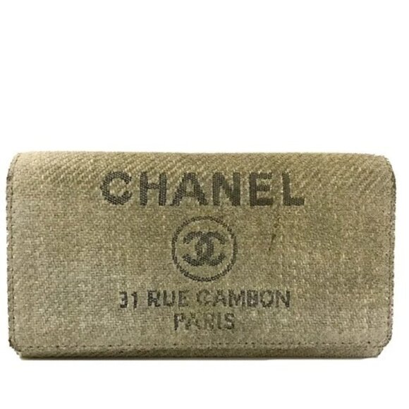 CHANEL Handbags - EGA CHANEL CC Deauville Line Canvas Long Bifold Wallet Blue/9BL0453